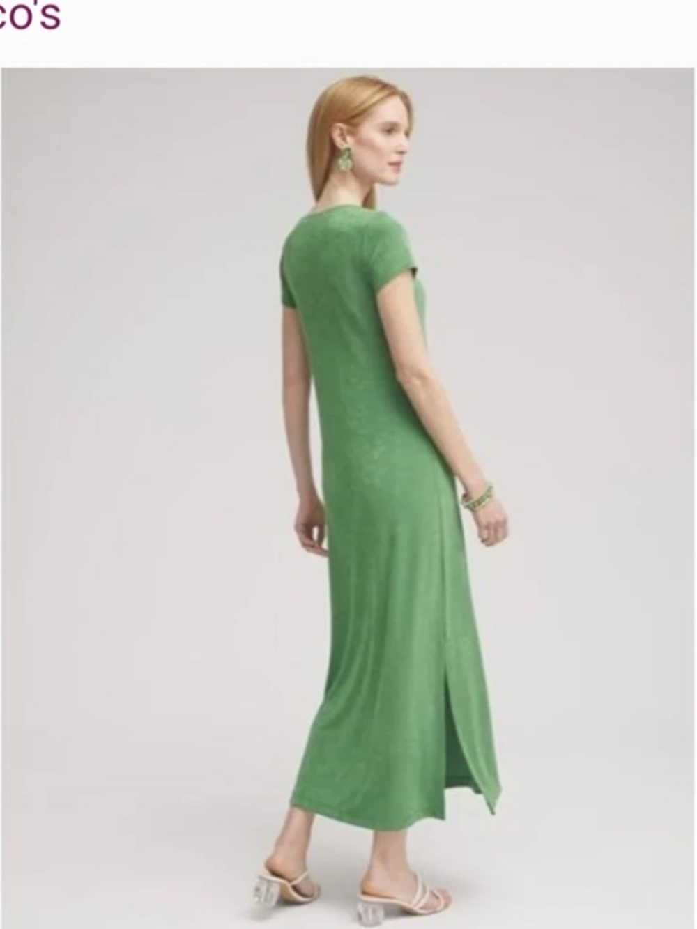 Chico's Maxi Green Travelers Dress Size Large - Picture 10 of 11